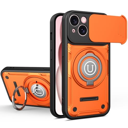 Coque iPhone 15 robuste orange pour éviter la casse d'écran et de caméra