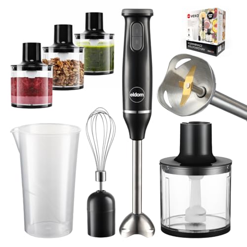 3-in-1 Stabmixer, elektrischer Stabmixer, 500 W, variable Geschwindigkeitsstufen, Edelstahl,...