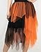 Ellames Women's Tulle Skirts High Low Layered Puffy Fairy Skirts Midi Length Irregular Tutu Skirt Black Orange XX-Large