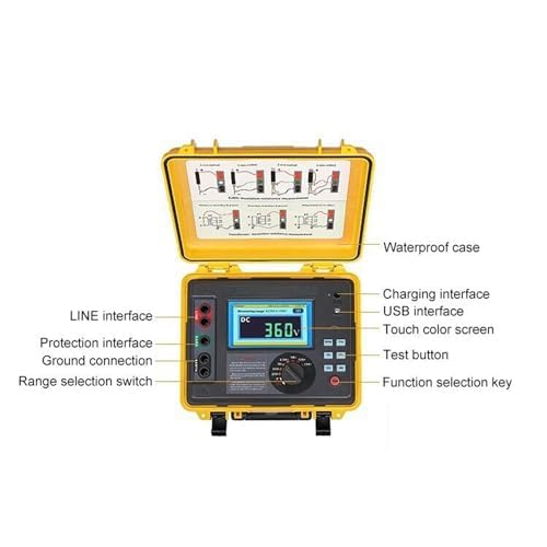 High Voltage Insulation Tester Insulation Resistance Tester Kit 10Kv Insulation Resistance Tester with 20 Teraohms Resistance 10kV Voltage Touch Screen Max 10KV 20TΩ