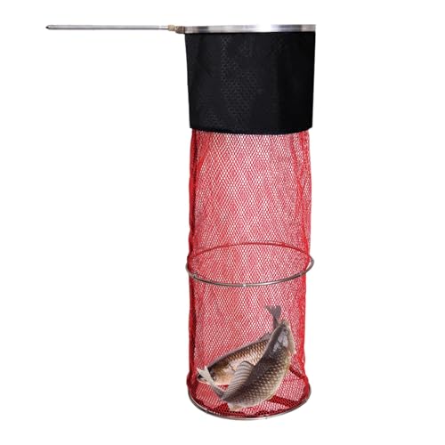 CGACCSD Cesta de pescado para peces capturados, soporte de pescado, bolsa flotante | accesorios de pesca para kayak, jaula plegable con conector de tierra para embalses, lagos, zanjas