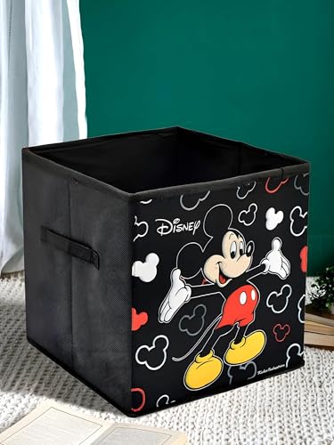 Image of Kuber Industries Collapsible Storage Box | Kids Toys Storage Organizer | Wardrobe Baskets for Clothes | Disney Mickey Mouse Print Foldable Box | Black