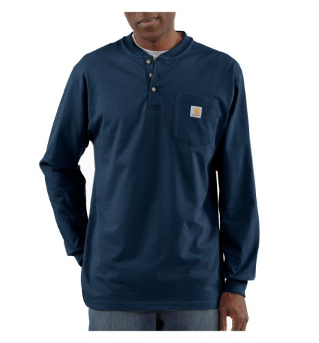 Carhartt Henley T-Shirt für Herren, groß, lockere Passform, schwer, langärmelig, mit Tasche, groß und groß, Navy, 3X-Groß – Ansicht 1