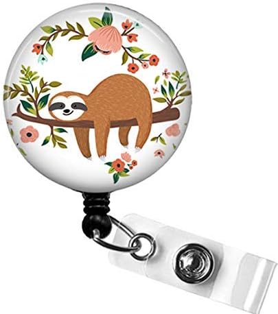 Cute SLOTH Badge Reel, Sloth Retractable Name Badge Holder, Pediatric Badge Reel, Teacher ID Badge Reel, Nurse ID Badge Holder, Mylar Badge
