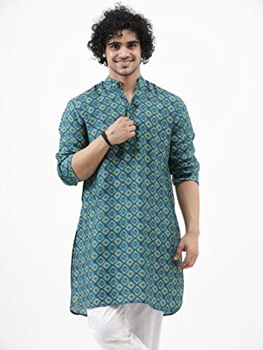 Image of OM SAI LATEST CREATION Men's Kurta || Rayon Motif Printed Kurtas for Men || Stand Collar Neck with Full Sleeve Straight Kurta for Men || Casual Kurta for Mens || Best Gifts for Men.