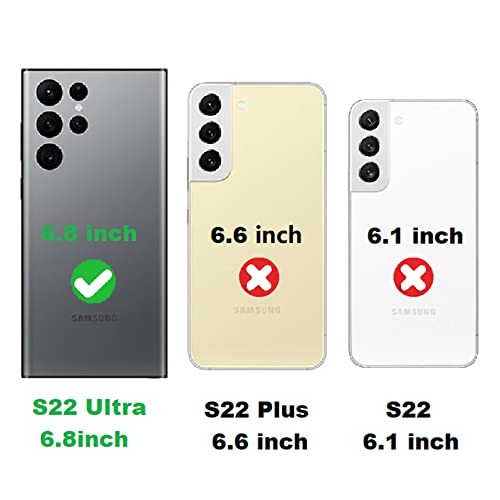 Jaorty for Samsung Galaxy S22 Ultra Wallet Case with Crossbody Lanyard Strap,Galaxy S22 Ultra Flip PU Leather Phone Case Purse Cover for Women Men with 9 Card Slots,Cash Coin Pocket 6.8 inch,Black