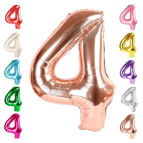 Image of 4 Balloon Numbers Birthday Decorations, 40In Rose Gold Balloons for Party | Eye-catching Appearance, Perfect Decorative Centerpieces, Convenient Self-sealing Structure, Widely for Various Occasions