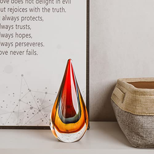 Yao Yuan Glass Sculpture Hand-Blown Glass Decor Murano-Style Glass Statue And Figurine, Red #TOP2