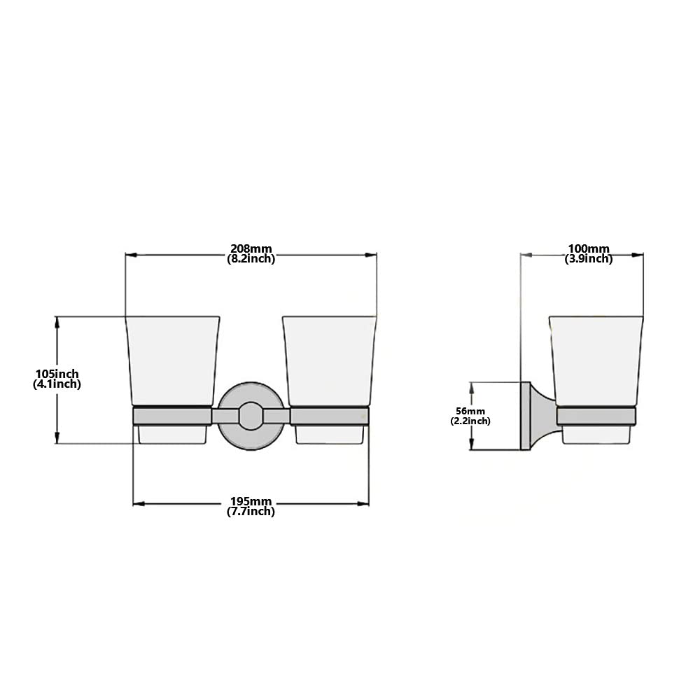 Portaspazzolino doppio, portabicchieri in ceramica montato a parete con 2 tazze in ceramica, supporto porta rasoio for bicchiere dentifricio, supporto organizer da appoggio for il bagno, materiale in