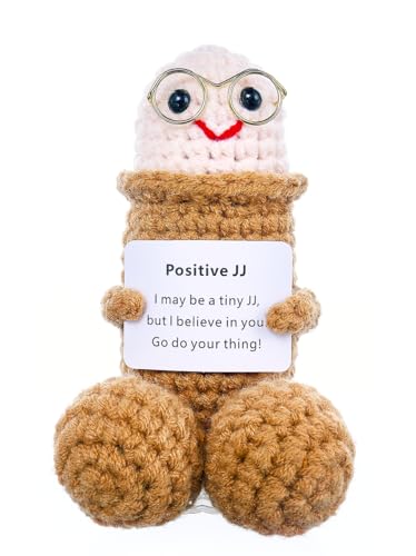 IYOOCSS Positive Crochet Emotional Support Pickle Plushies Weird Stuffed Animal Funny Things Gag Gifts for Men Friends Boyfriends Husband Adult (Brown JJ-1pcs)