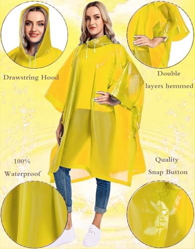 Image of Pivalo EVA Raincoat Poncho 70 GSM with Adjustable Hood Full Sleeves Knee Length Unisex Universal Size Waterproof Reusable Outdoor Rainwear for Bike Riders Men and Women (Pack of 1, Yellow)