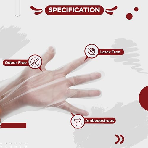 Image of Robustt Disposable Hand Gloves - Transparent (500 Pcs) | Reusable, Anti Bacterial Food Safe Gloves For Hair-dye, Clinics, Hotels, Salons, Kitchen (Universal Fit)