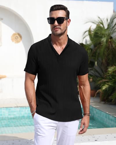 Lapel Collar Beach Shirts for Men Short Sleeve Casual Dressy Button Down Shirts Summer Wedding Blouse2