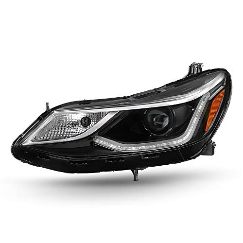 [For 2016-2019 Chevy Cruze LT Premier] OE-Style Black Housing LED DRL Strip Headlight Left Headlamp Assembly Replacement, Driver Side