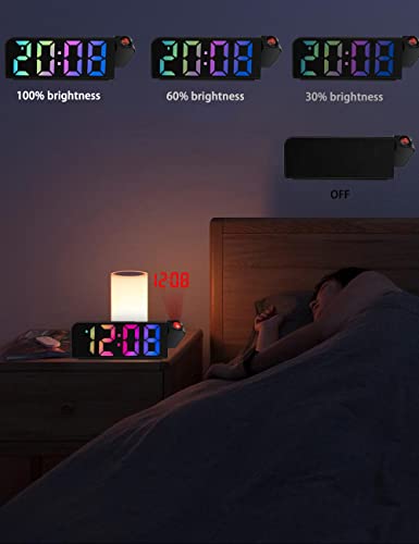 Yaboodn Projection Alarm Clock Digital For Bedrooms, Led Projection Clock With Date, Temp, Alarm And Memory Functions, Good For Home, School And Office Use, Corded Powered #TOP1