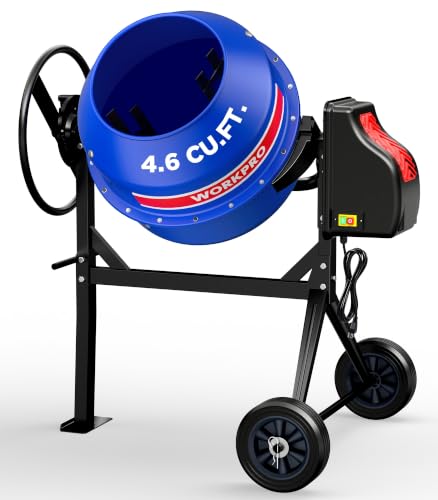 WORKPRO 4.6 Cu.Ft. Electric Cement Mixer, 600W Portable Concrete Mixer