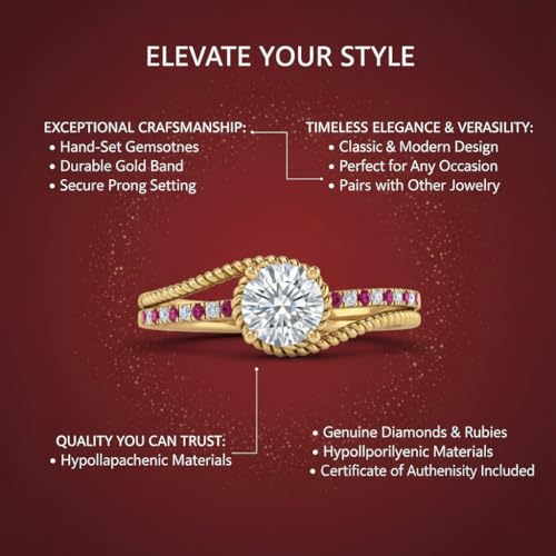 Image of Choose Your Gemstone Rope Split Shank Diamond CZ Ring Yellow Gold Plated Round Shape Split Shank Engagement Ring Minimal Modern Design Birthday Gift Wedding Gift US Size 4 to 12