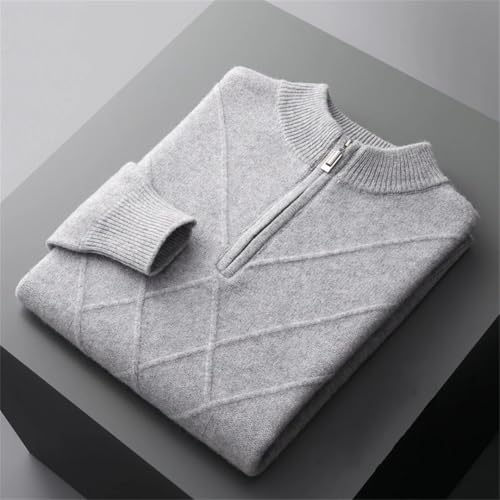 Men's Autumn and Winter Cashmere Sweater Knitted Half High Collar Pullover Thickened Merino Wool Solid Color Top3