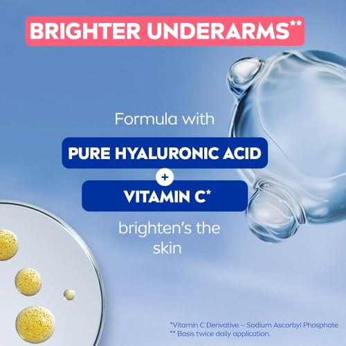 Image of NIVEA Derma Control Even Tone Underarm Deo Roll-On for Women | Smoother & Brighter Underarms | 72H Derma Active Protection | With Pure Hyaluronic Acid & Vitamin C | 0% Alcohol | 50 ml