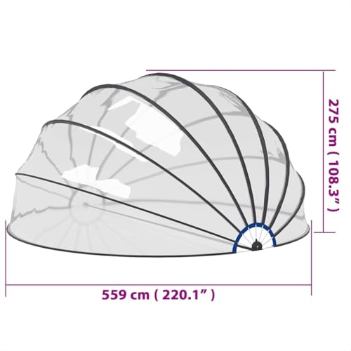 vidaXL Pool-Kuppel 559x275cm Poolüberdachung Pavillon Pool Zelt Poolzubehör Überdachung Pool Dome Zubehör Schwimmbecken Poolzelt Poolkuppel