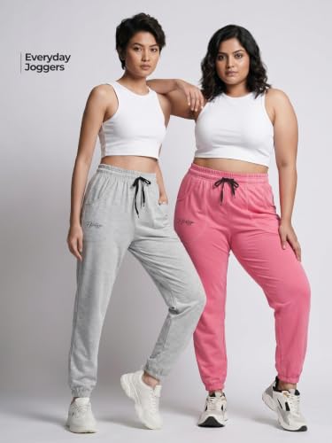 Image of Fflirtygo Cotton Solid Joggers /Track Pant /Solid Pajama /Leggings �100% Export Quality Soft Cotton Night Wear /Pocket Pyjama for Women Combo Pack of 2Pcs, Blue and Grey