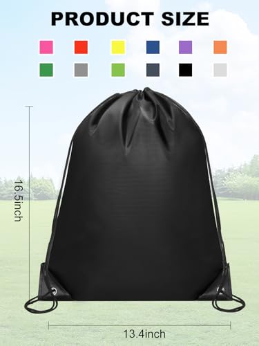 Image of ZenNex 50 Pcs Drawstring Backpacks Bulk, 16.5x13.4 Inches Reusable Cinch Sack Bags for Gym Sports Beach School Travel and Party Favors, Assorted Colors(50, Black)