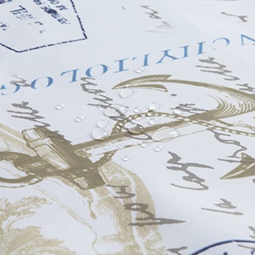 Mvsuta Under The Sea Seashell Blue Coastal Polyester Fabric Beach Lighthouse Modern Shower Curtain,Ocean Printed Navy Starfish Waterproof Farmhouse Bathroom Curtains,72" W X 72" L #TOP1