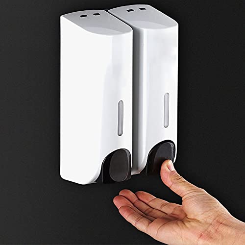 Dispensador de jabón Pared Doble Cabezal, 350 ml X2, Material ABS, Blanco y Negro | White
