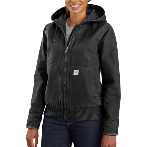 Carhartt Womens Wj130 Washed Duck Active Jac Work Utility Outerwear, Black, Medium US