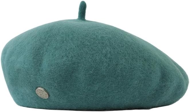 Woolen Beret, Vintage Women's Autumn and Winter, high-end Fashion, Versatile Painter's hat (Green)