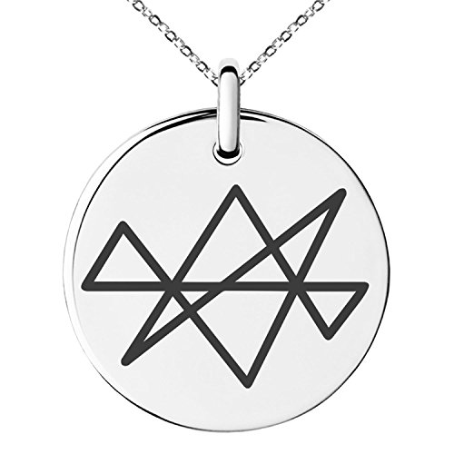 Stainless Steel Reiki Midas Star Prosperity Symbol Small Medallion Circle Charm Pendant Necklace