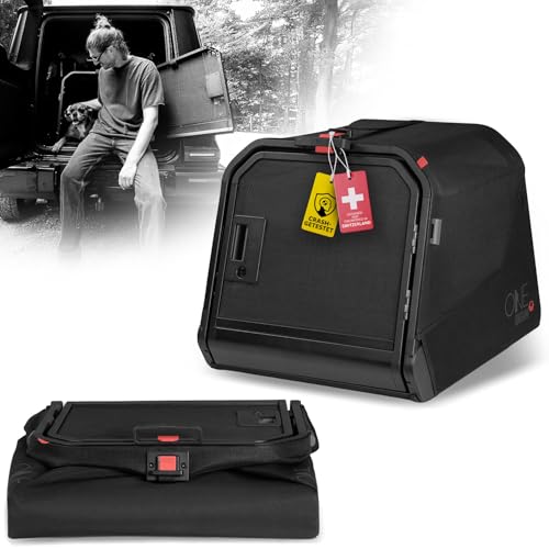 1one1 ORIGAMI Hundetransportbox Auto Alu Size Small | Alu Hundebox Auto Kofferraum | Hundebox faltbar per Knopfdruck & Crash-getestet | Transportbox Hund aus Aluminium & Textil