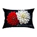 Aeici Lot de 4 Housse de Taie d'oreiller, Taie d'oreiller 30x50 Cm Fleurs Rouges et Blanches Housse Coussin Canape,Polyester,Rouge Blanc