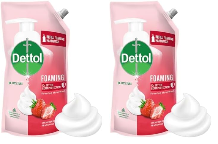 Image of Dettol Foaming Handwash Refill - Strawberry, 700ml | Rich Foam | Moisturizing Hand Wash | Soft on Hands (Pack of 2)