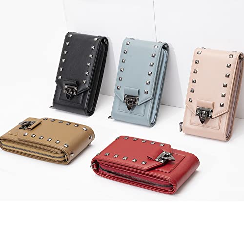 Leather Crossbody Bags for Women, Small Crossbody Phone Bags Cellphone Wallet Purse for Women, Fashion Rivet Bag2