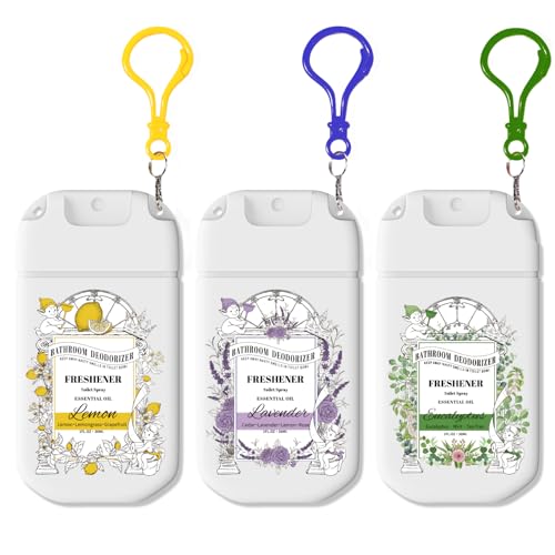 Image of Travel Size Toilet Spray, Air Freshener Spray for Bathroom Deodorizer, Travel Essentials Variety with Removable Hook - Lemon Lavender Eucalyptus Scent