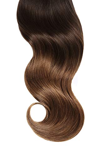Clip In Hair Extension - Single Hair Extension (2 Clips Per Weft) by Glam Seamless (20", Chocolate Dip Ombre)