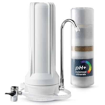iSpring CT10-W Countertop Water Filter, Multi-Layer Faucet Water Filter System with Versatile Faucet Adapter, Reduces Heavy Metals, Bad Odor, and Chlorine, White