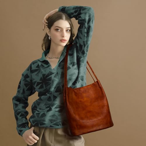 Bolso Tote vintage de cuero para mujer miniatura 2