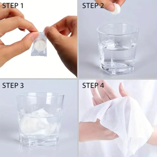 Image of Adbeni Disposable Face Towel Compressed Tablets 40 Pcs, Premium Wipes Hygienic & Chemical Free Pack, Soft Cotton Absorbent Travel Tissue for Makeup Removal, Hand Cleaning, Camping, Beach, Salon