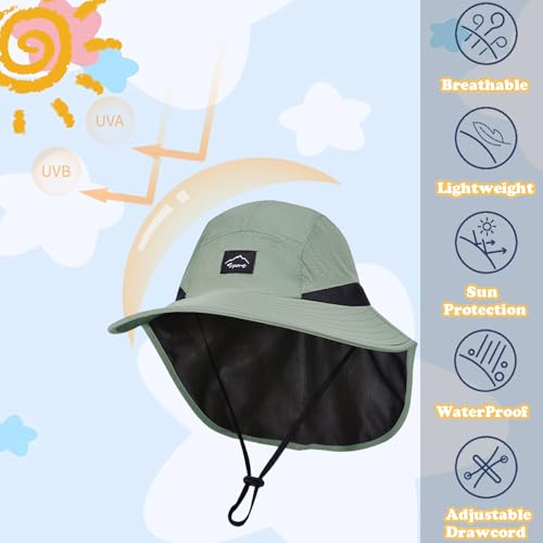 Image of ZOORON Kids Sun Hat with Neck Flap UPF 50+ Beach Hats for Baby Boys Girls