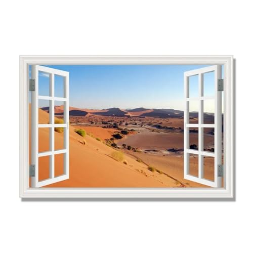 Tableau sur Toile Fenetre Désert Impression 3D 50x75cm