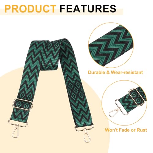 Image of PATIKIL 55in Purse Straps Replacement Crossbody, Bag Straps Crossbody Universal Adjustable Canvas Bohemian for Purses Handbags Guitar, Green