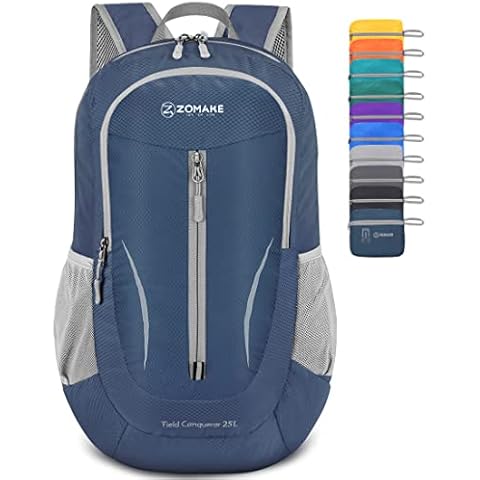 ZOMAKE Ultra Lightweight Foldable Backpack - Packable Foldable Rucksack 25L Small Packable Backpacks Walking Rucksacks Travel Daypack Water Resistant For Men Women Outdoor Hiking (Navy Blue) Cover