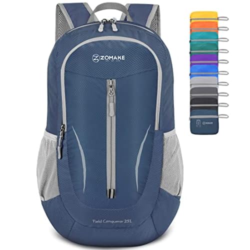 ZOMAKE Ultra Lightweight Packable Backpack 25L – Foldable Hiking Backpacks Water Resistant Small Folding Daypack for Travel(Navy Blue)