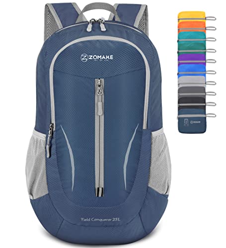 ZOMAKE Ultra Lightweight Packable Backpack 25L - Foldable Hiking Backpacks Water Resistant Small Folding Daypack for Travel(Navy Blue) by ZOMAKE - Used condition - US$18.53