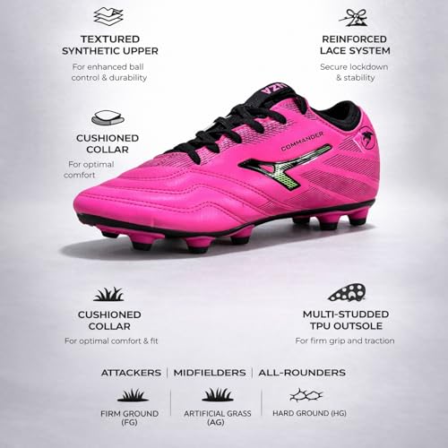 Image of Anza Semi Ankle Support Football Boot, Pink, Lightweight and Durable Material,Soccer Shoe, Football Stud