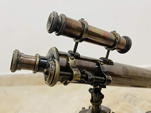 Telescopio náutico artesanal de latón 14" con trípode ajustable de madera miniatura 5