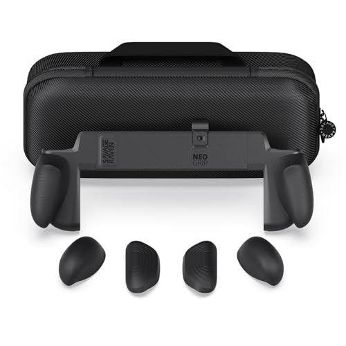 Savage Raven by Skull & Co. NeoGrip Bundle: an Ergonomic Grip Hard Shell with Replaceable Grips [to fit All Hands Sizes] for Nintendo Switch 2 with Maxcarry Carrying Case - Black