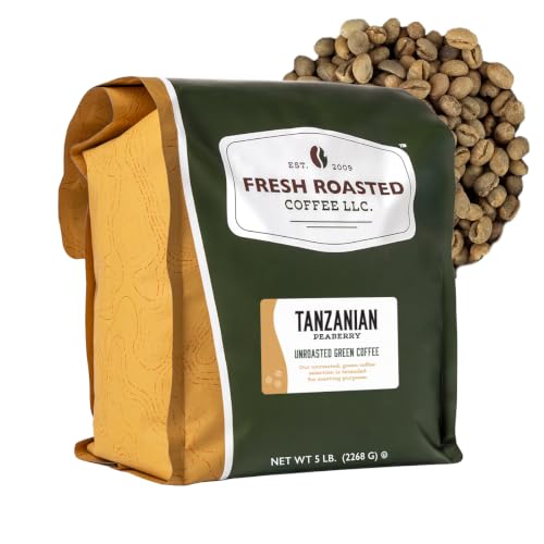 Fresh Roasted Coffee, Tanzanian Peaberry Unroasted Green Coffee Beans for Home Roasting, Kosher, 5 lb (80 oz)